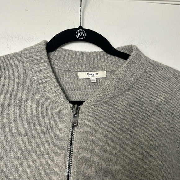Madewell Gray 100% Wool Zip Up Sweater Cardigan Size Medium - See Description - Picture 4 of 10